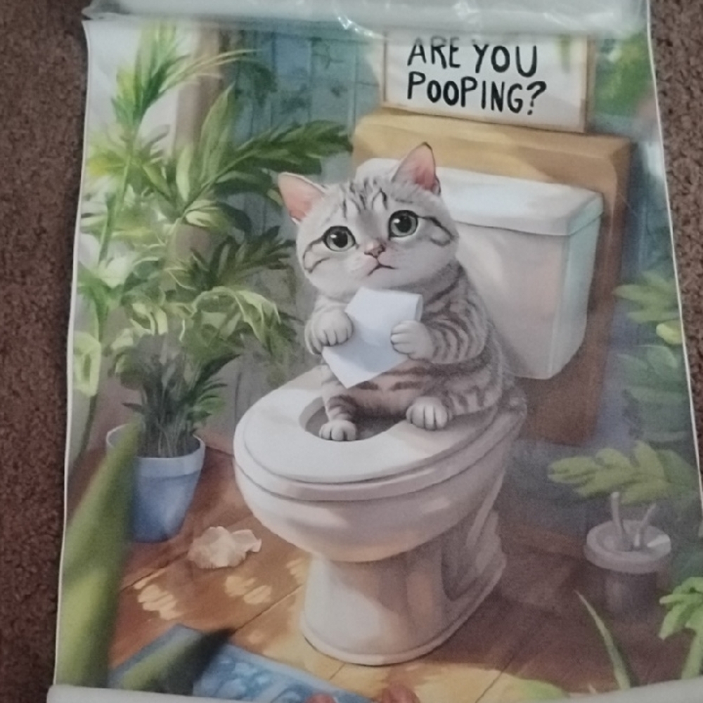 Funny Cat Bathroom Canvas Poster- 5/$20